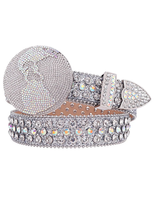 Rhinestone-Embellished Bb Belt: Stylish Designer Accessory for Men and Women, Perfect for Everyday and Formal Attire
