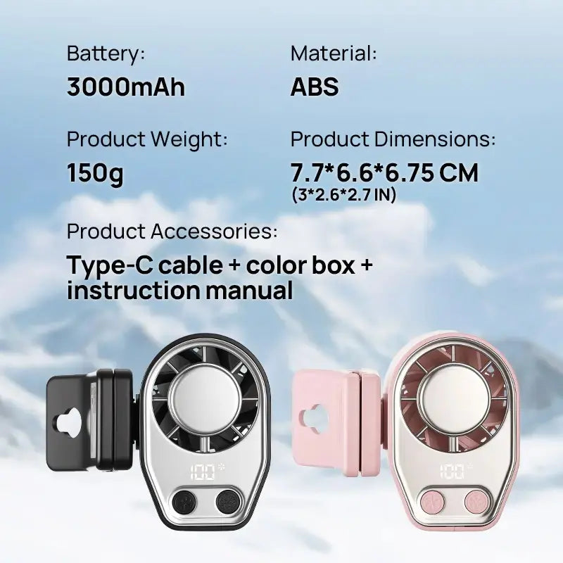 Joytutus 2026 Semiconductor Cooling Car Clip-On Fan with LED Display - 360° Rotation, 100 Speed Settings, USB Rechargeable, 16℃ Semi-Cooling, Wide Clamp, 20-Hour Battery Life, 3000mAh Battery
