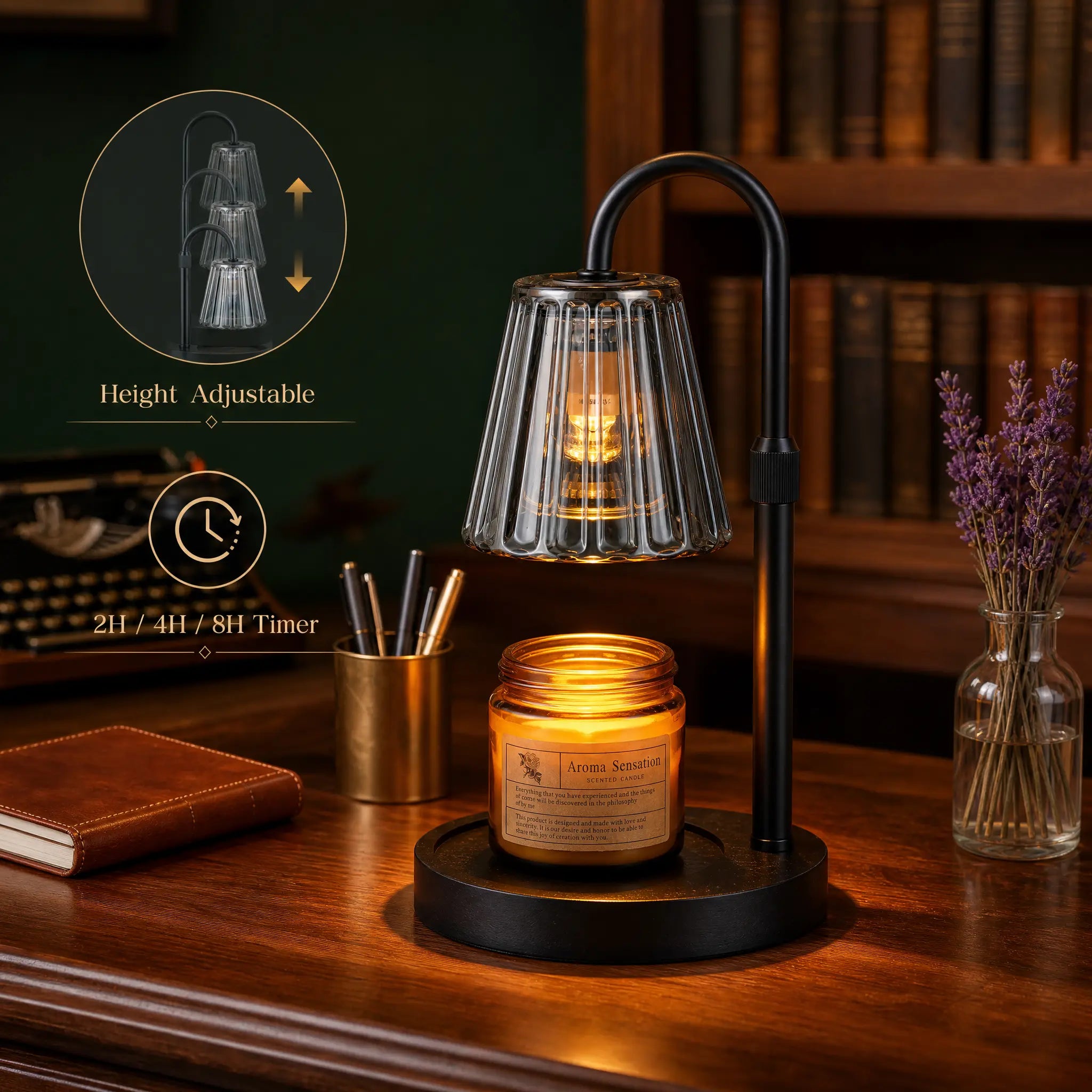 Glasseam Adjustable Candle Warmer Lamp with Timer and Dimming Features - Ideal for Jar Candles and Wax Melts, Perfect Gift for Women and Home Decor