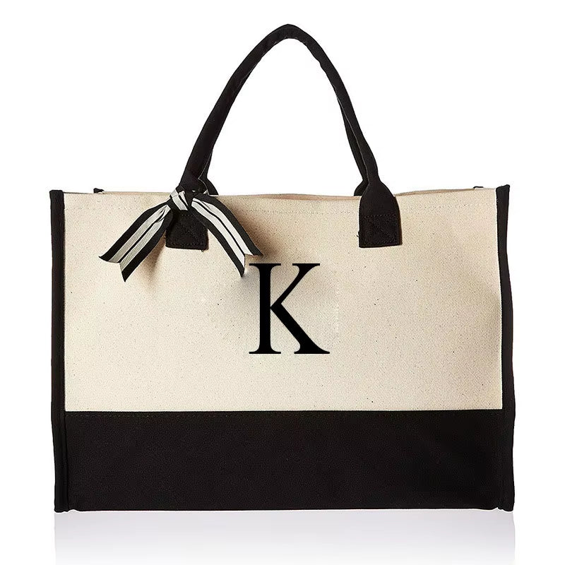 Fashionable Canvas Tote Bag with Floral Design - Versatile Beach and Shopping Handbag with Large Capacity, Available for Wholesale