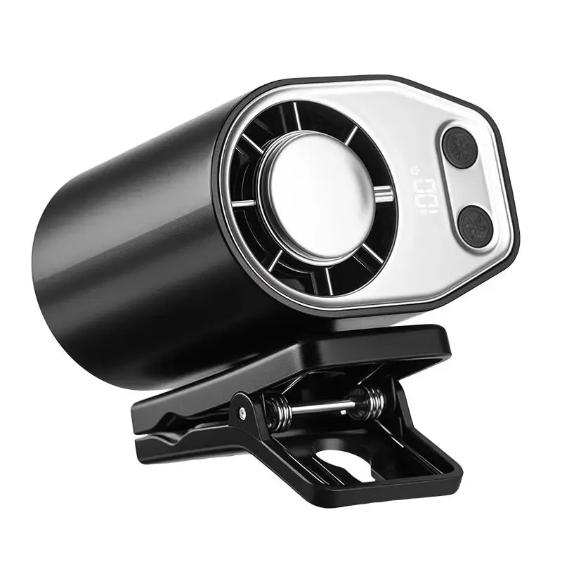 Joytutus 2026 Semiconductor Cooling Car Clip-On Fan with LED Display - 360° Rotation, 100 Speed Settings, USB Rechargeable, 16℃ Semi-Cooling, Wide Clamp, 20-Hour Battery Life, 3000mAh Battery