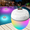 3-in-1 Floating Pool Speaker with Digital Water Thermometer, IP68 Waterproof TWS Technology, and Color LED Lights for Pool, Hot Tub, and Spa - White
