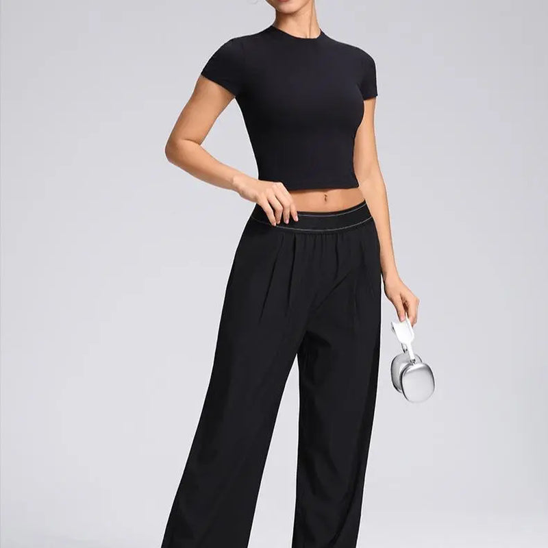 Women's Outdoor Running Pants - Lightweight, Elastic, Quick-Drying, Straight-Leg Design with Pockets
