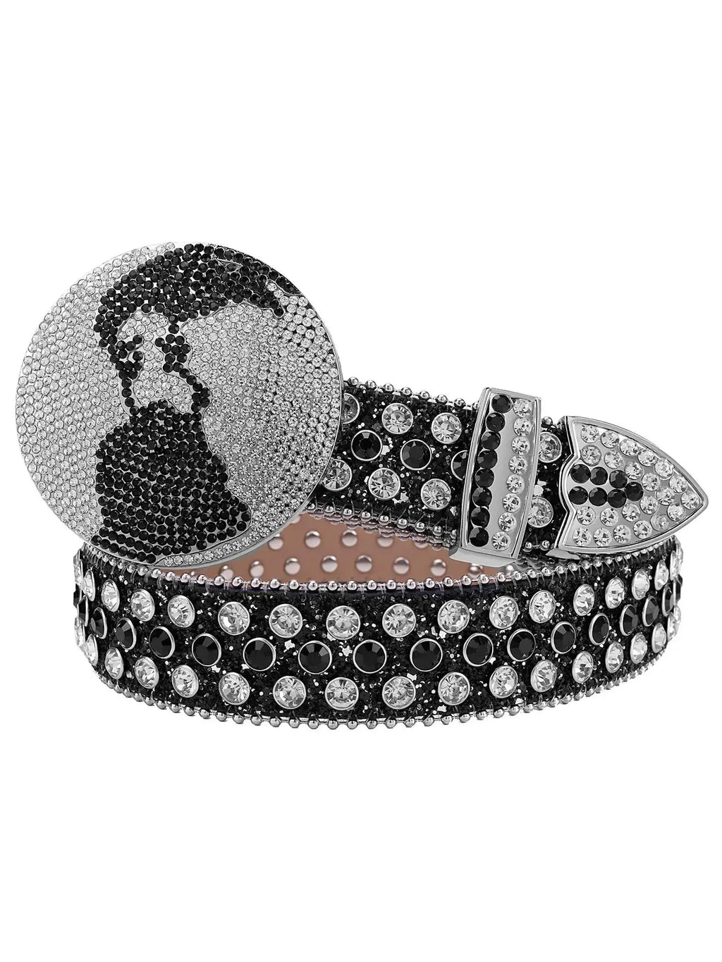 Rhinestone-Embellished Bb Belt: Stylish Designer Accessory for Men and Women, Perfect for Everyday and Formal Attire