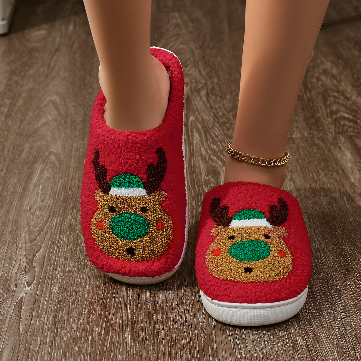 Indoor Christmas Home Slippers with Soft, Silent Bottom and Warmth