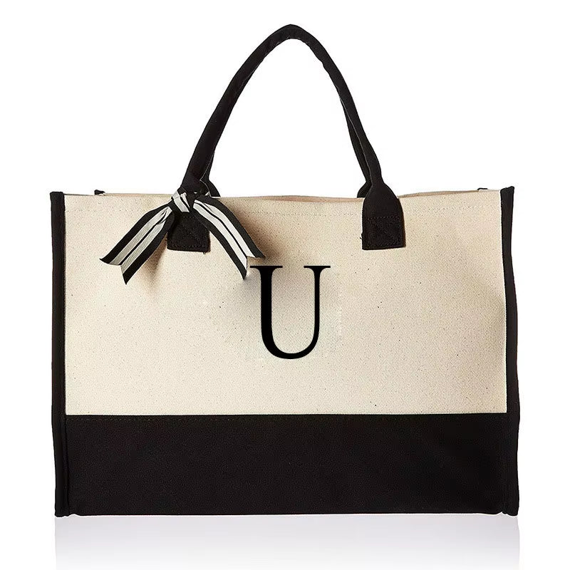 Fashionable Canvas Tote Bag with Floral Design - Versatile Beach and Shopping Handbag with Large Capacity, Available for Wholesale
