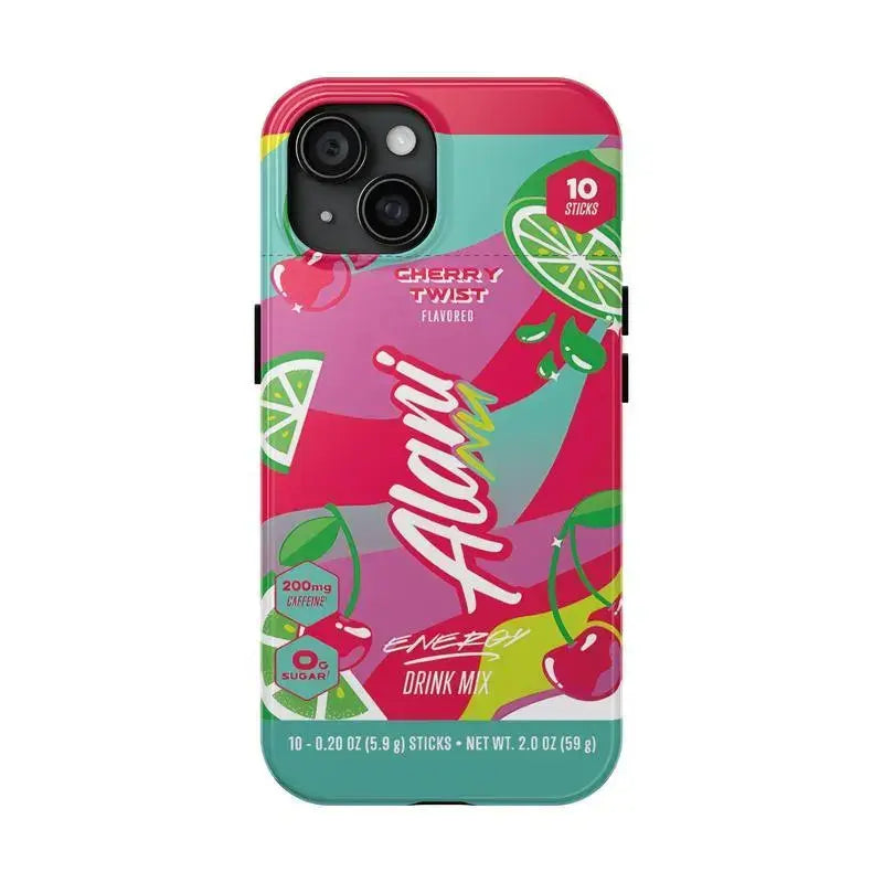 Alani Energy Drink Inspired Double-Layer Polycarbonate Phone Case with Summer Flavors Design for iPhone 16 Plus, 16, 15, 14, 13, 12 Pro Max Series
