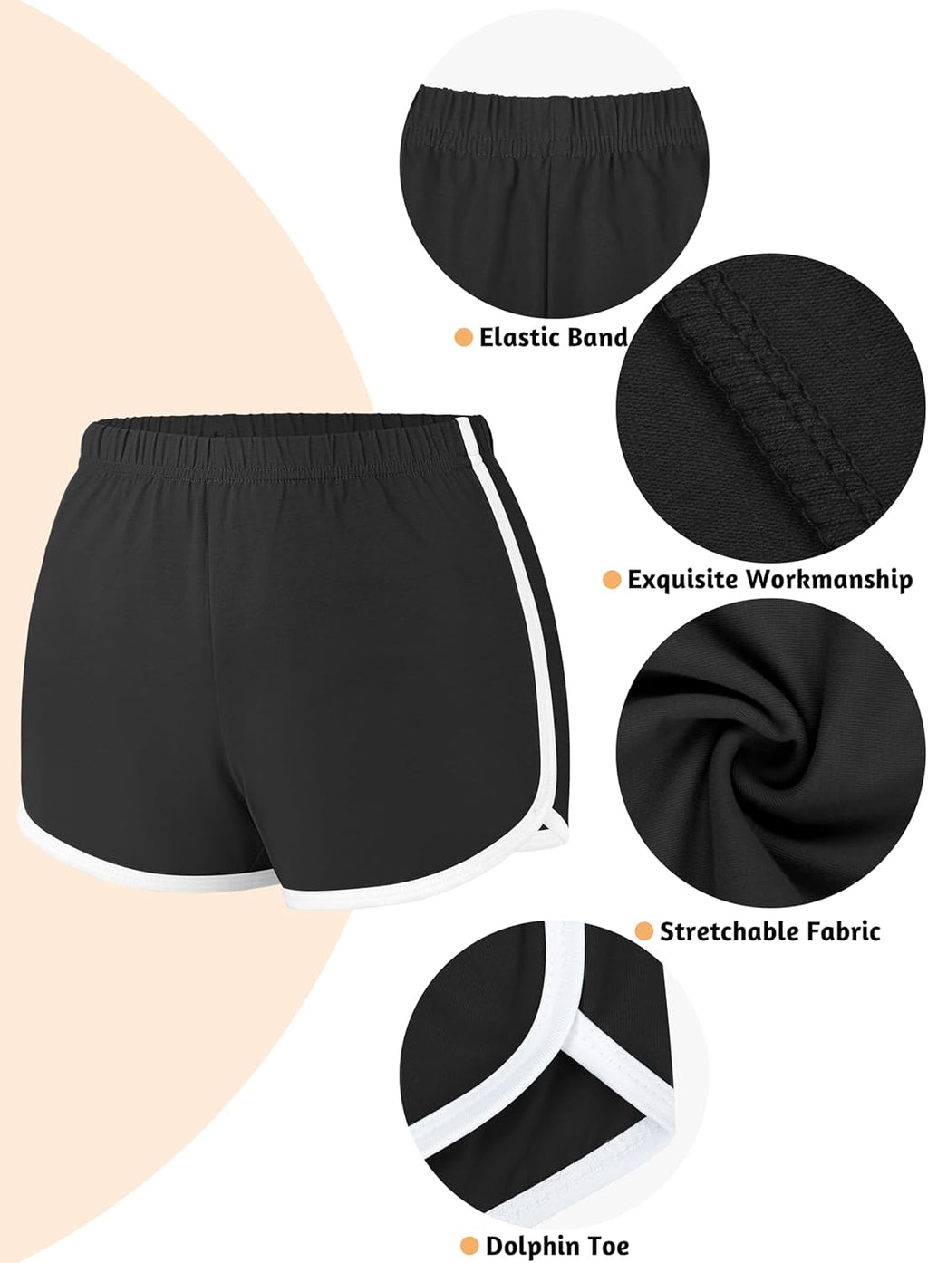 Women's Cotton Athletic Shorts - 4 Pack Dolphin Style for Yoga, Gym, Dance, and Lounge