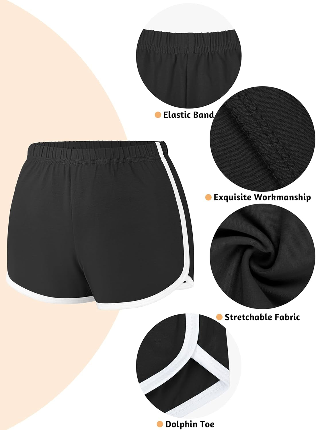 Women's Cotton Athletic Shorts - 4 Pack Dolphin Style for Yoga, Gym, Dance, and Lounge