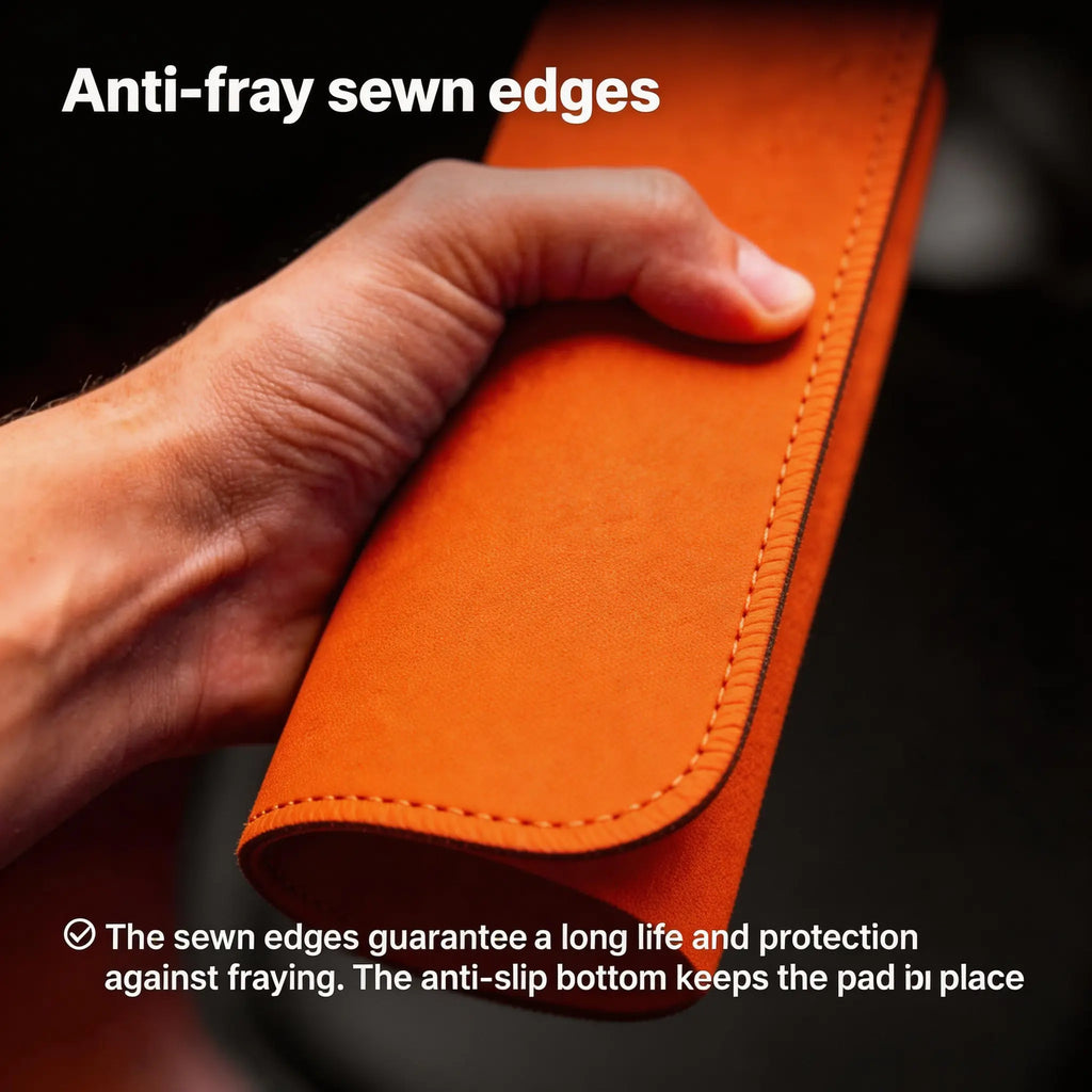 Premium Vibrant Orange Desk Mat with Stitched Edges, Non-Slip Base, Water-Resistant Surface for Office and Gaming, Easy to Clean