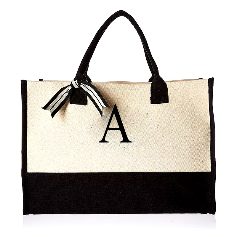Fashionable Canvas Tote Bag with Floral Design - Versatile Beach and Shopping Handbag with Large Capacity, Available for Wholesale
