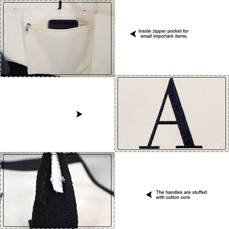 Fashionable Canvas Tote Bag with Floral Design - Versatile Beach and Shopping Handbag with Large Capacity, Available for Wholesale