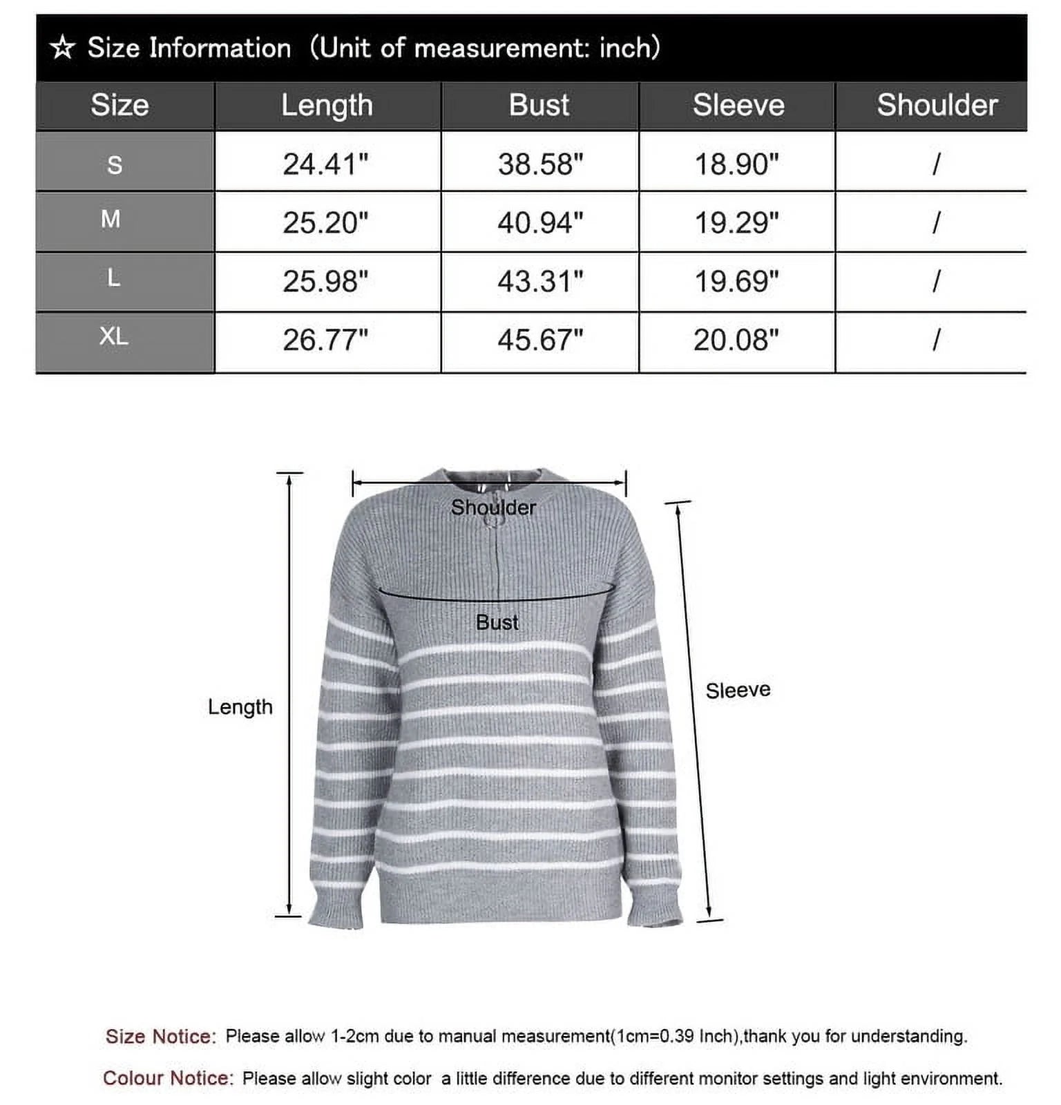 Women's Quarter Zip Striped Knitted Pullover Sweaters