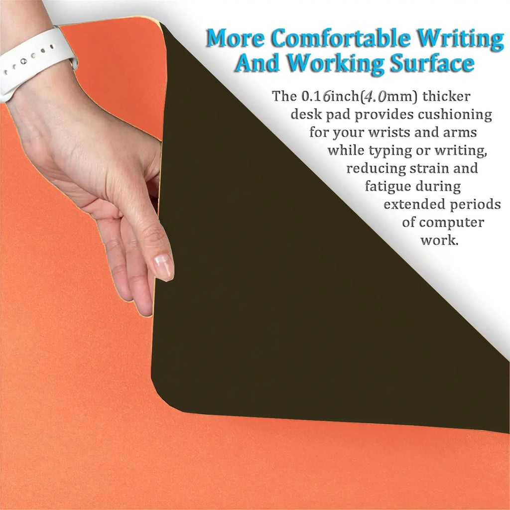 Premium Vibrant Orange Desk Mat with Stitched Edges, Non-Slip Base, Water-Resistant Surface for Office and Gaming, Easy to Clean