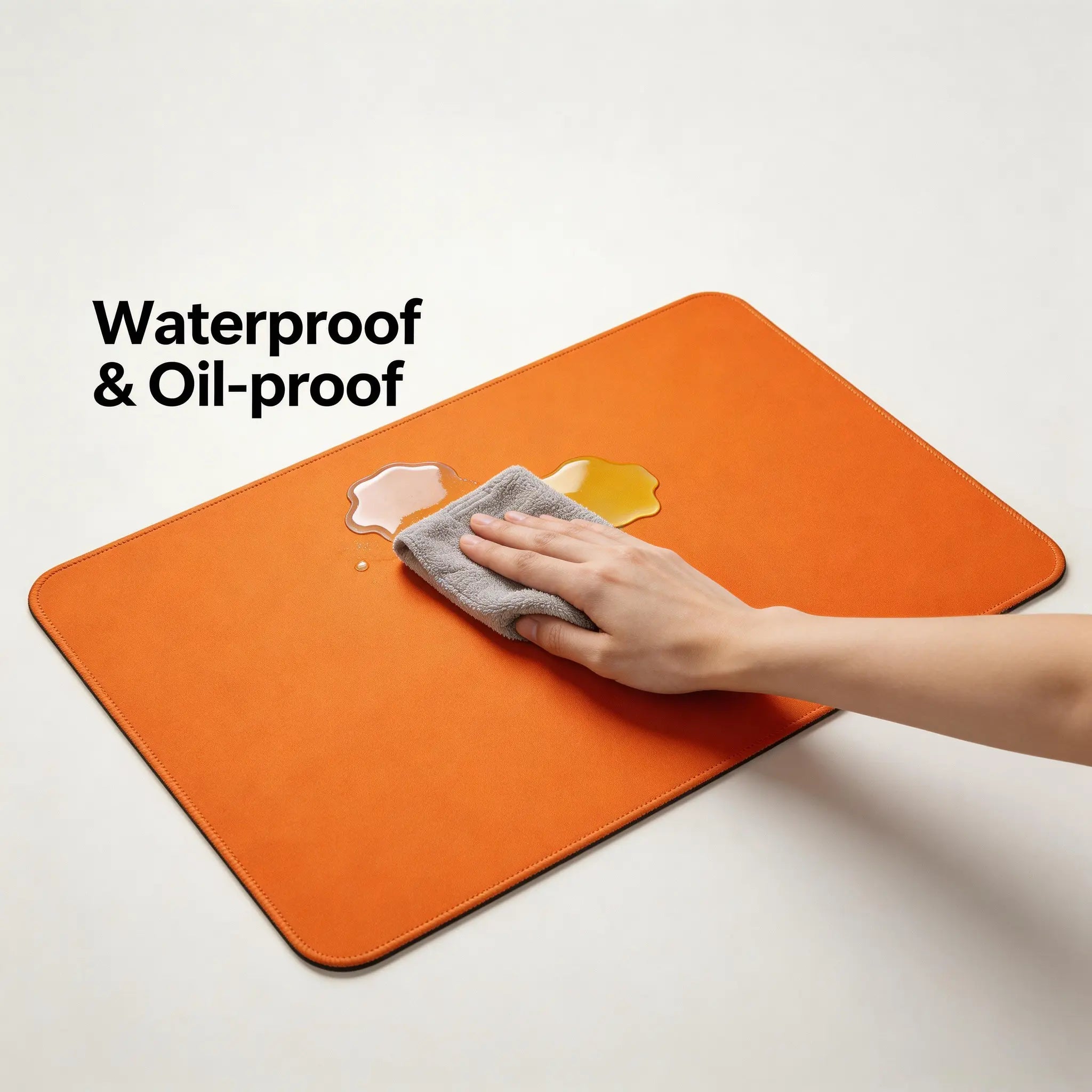 Premium Vibrant Orange Desk Mat with Stitched Edges, Non-Slip Base, Water-Resistant Surface for Office and Gaming, Easy to Clean