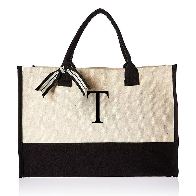 Fashionable Canvas Tote Bag with Floral Design - Versatile Beach and Shopping Handbag with Large Capacity, Available for Wholesale