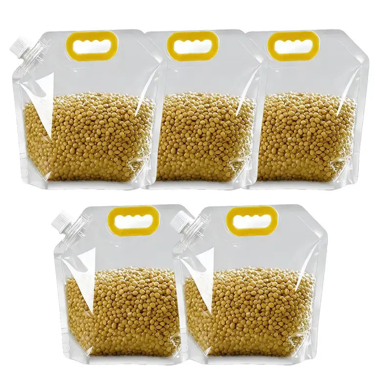 5-Pack Reusable Food Storage Bags - Leak-Proof and Moisture-Resistant Pet Feeding Containers for Dogs and Cats - Eco-Friendly Liquid Safe Pouches for Kibble and Treats