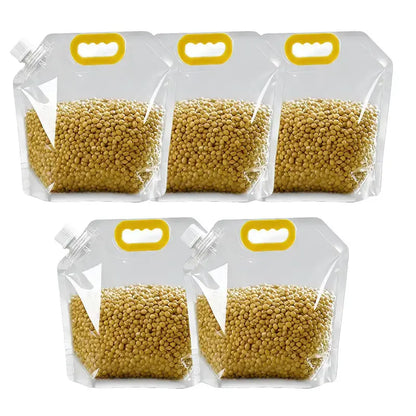 5-Pack Reusable Food Storage Bags - Leak-Proof and Moisture-Resistant Pet Feeding Containers for Dogs and Cats - Eco-Friendly Liquid Safe Pouches for Kibble and Treats
