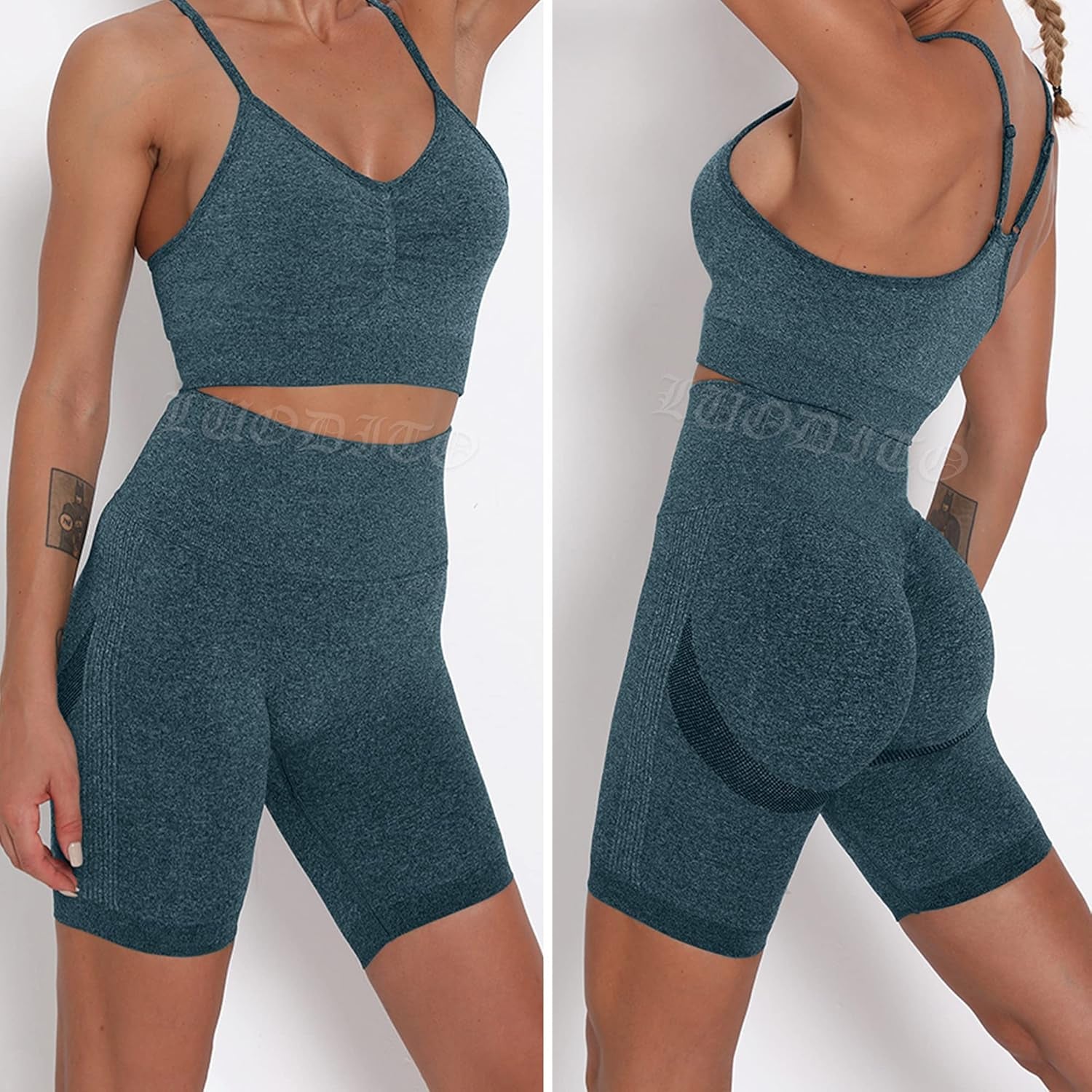Women's High-Waist Scrunch Butt Lifting Yoga Shorts - Seamless Contour Leggings for Gym Workouts
