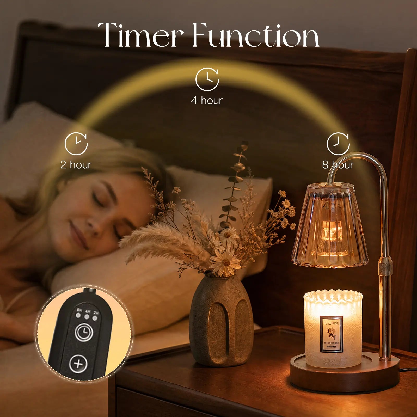 Glasseam Adjustable Candle Warmer Lamp with Timer and Dimming Features - Ideal for Jar Candles and Wax Melts, Perfect Gift for Women and Home Decor