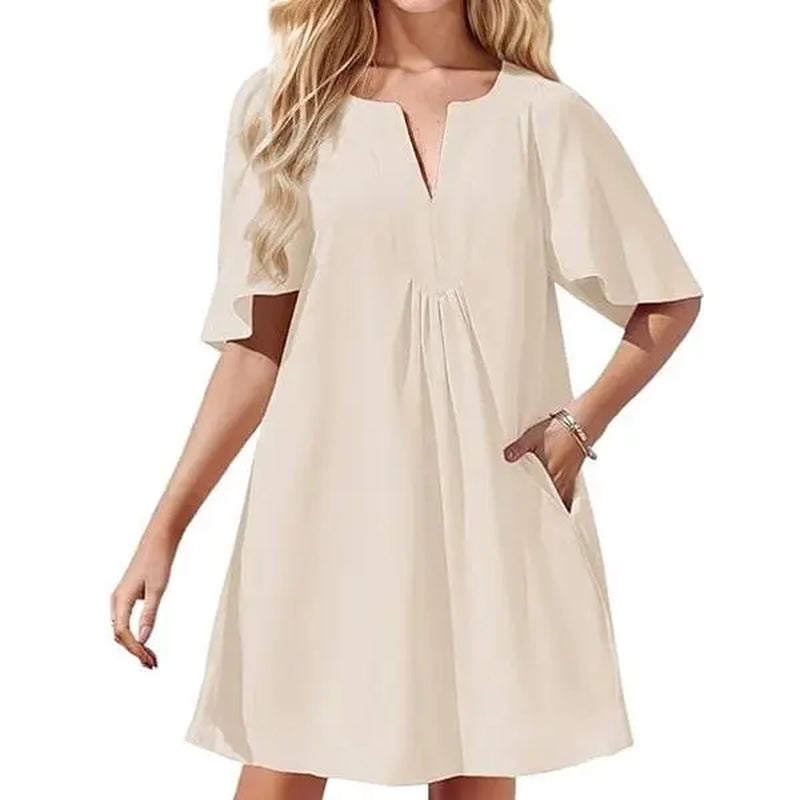 Kedera Women's Flutter Short Sleeve Mini Dress - Casual V-Neck Loose Flowy Summer Shift Dress