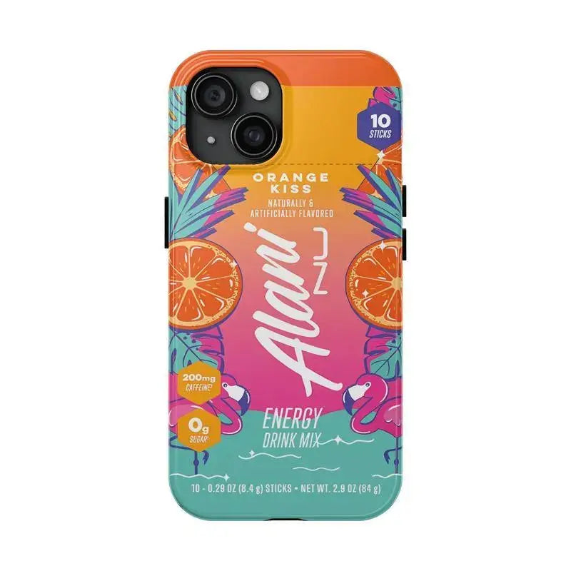 Alani Energy Drink Inspired Double-Layer Polycarbonate Phone Case with Summer Flavors Design for iPhone 16 Plus, 16, 15, 14, 13, 12 Pro Max Series