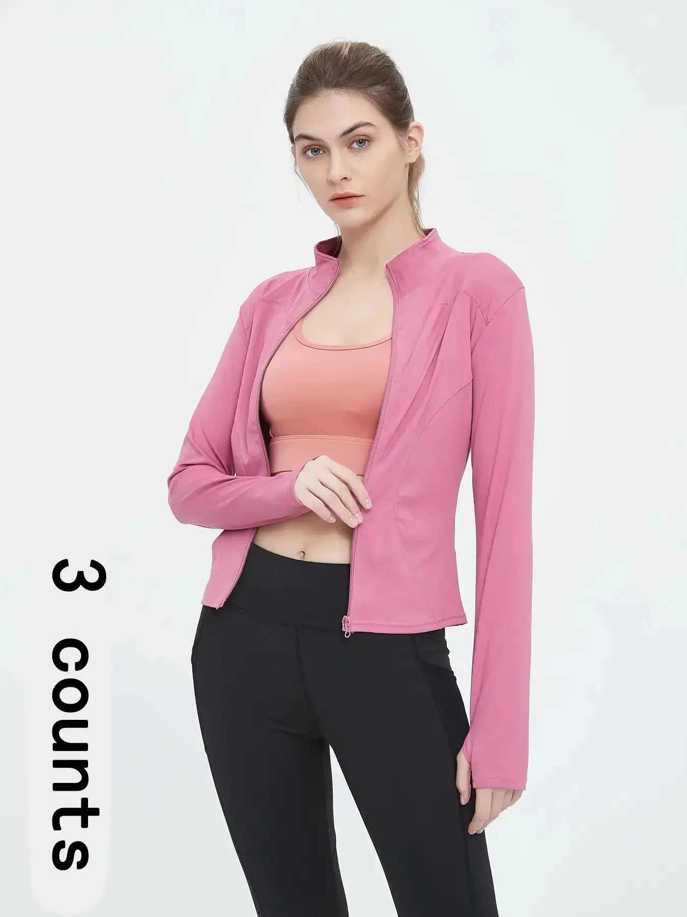 Women's Zip-Up Sports Jacket with Thumb Holes, Long Sleeve Athletic Top for Tennis and Pickleball, Versatile Sports Outerwear for Indoor and Outdoor Activities