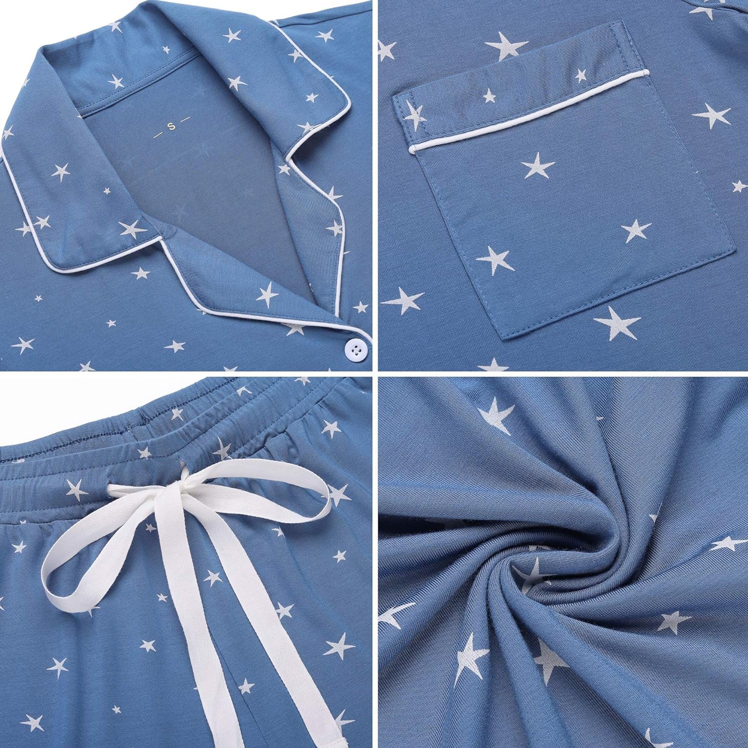 Women's Short Sleeve Pajama Set - Button Down Sleepwear with Shorts, Soft Fabric, Available in Sizes S-XXL