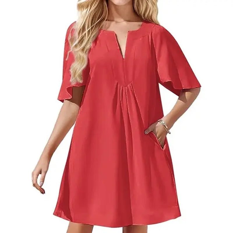 Kedera Women's Flutter Short Sleeve Mini Dress - Casual V-Neck Loose Flowy Summer Shift Dress