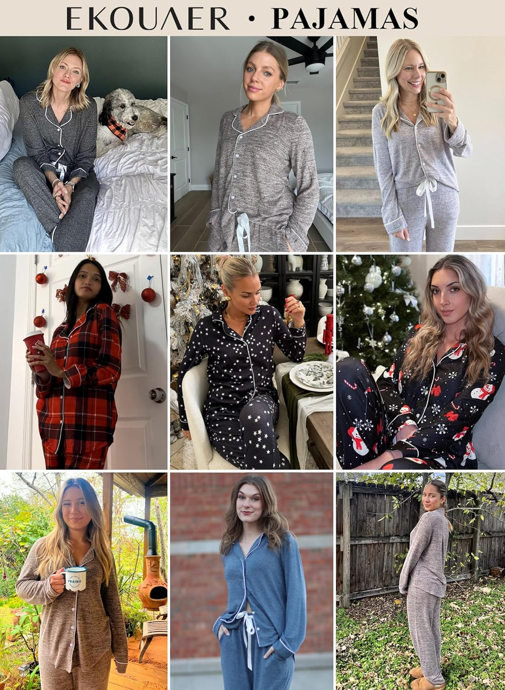 Women's Long Sleeve Pajama Set - Casual Button-Down Loungewear - Soft Sleepwear Available in Sizes S-XXL