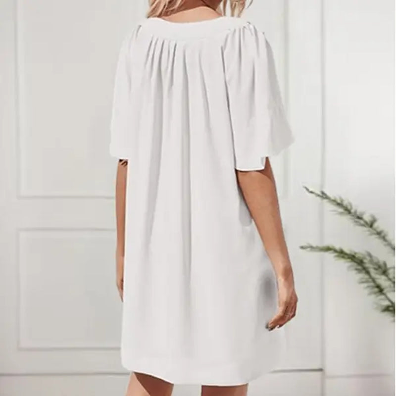 Kedera Women's Flutter Short Sleeve Mini Dress - Casual V-Neck Loose Flowy Summer Shift Dress