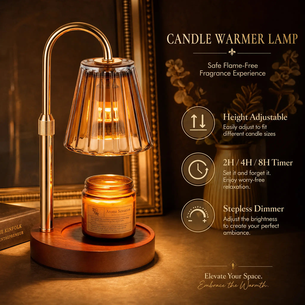 Glasseam Adjustable Candle Warmer Lamp with Timer and Dimming Features - Ideal for Jar Candles and Wax Melts, Perfect Gift for Women and Home Decor