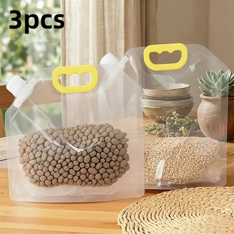 5-Pack Reusable Food Storage Bags - Leak-Proof and Moisture-Resistant Pet Feeding Containers for Dogs and Cats - Eco-Friendly Liquid Safe Pouches for Kibble and Treats