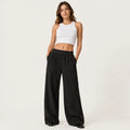 Women's High-Waisted Wide-Leg Lounge Sweatpants with Pockets - Lightweight Stretch Fabric and Elastic Waistband for Comfortable Casual Wear, Yoga, and Travel